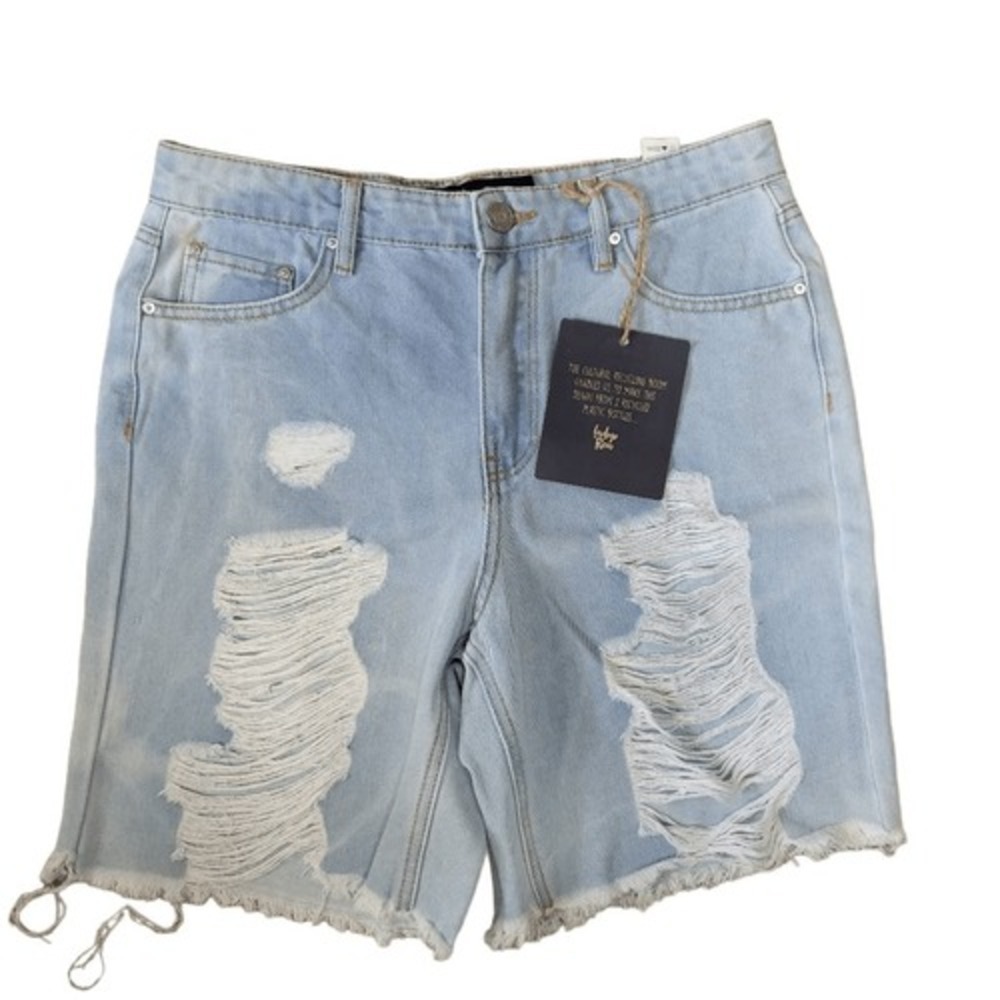 Indigo Rein Womens Light Wash Distressed Denim Cutoff Shorts Super High Rise 11